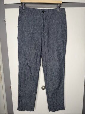 UNIQLO Men Linen Blend  Navy Blue Pants Elastic Drawstring Waist 30-33 Size M